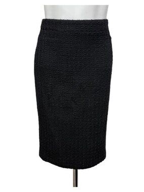 CAROLINA HERRERA Tweed Wool Blend Pencil Skirt Size 10 Black